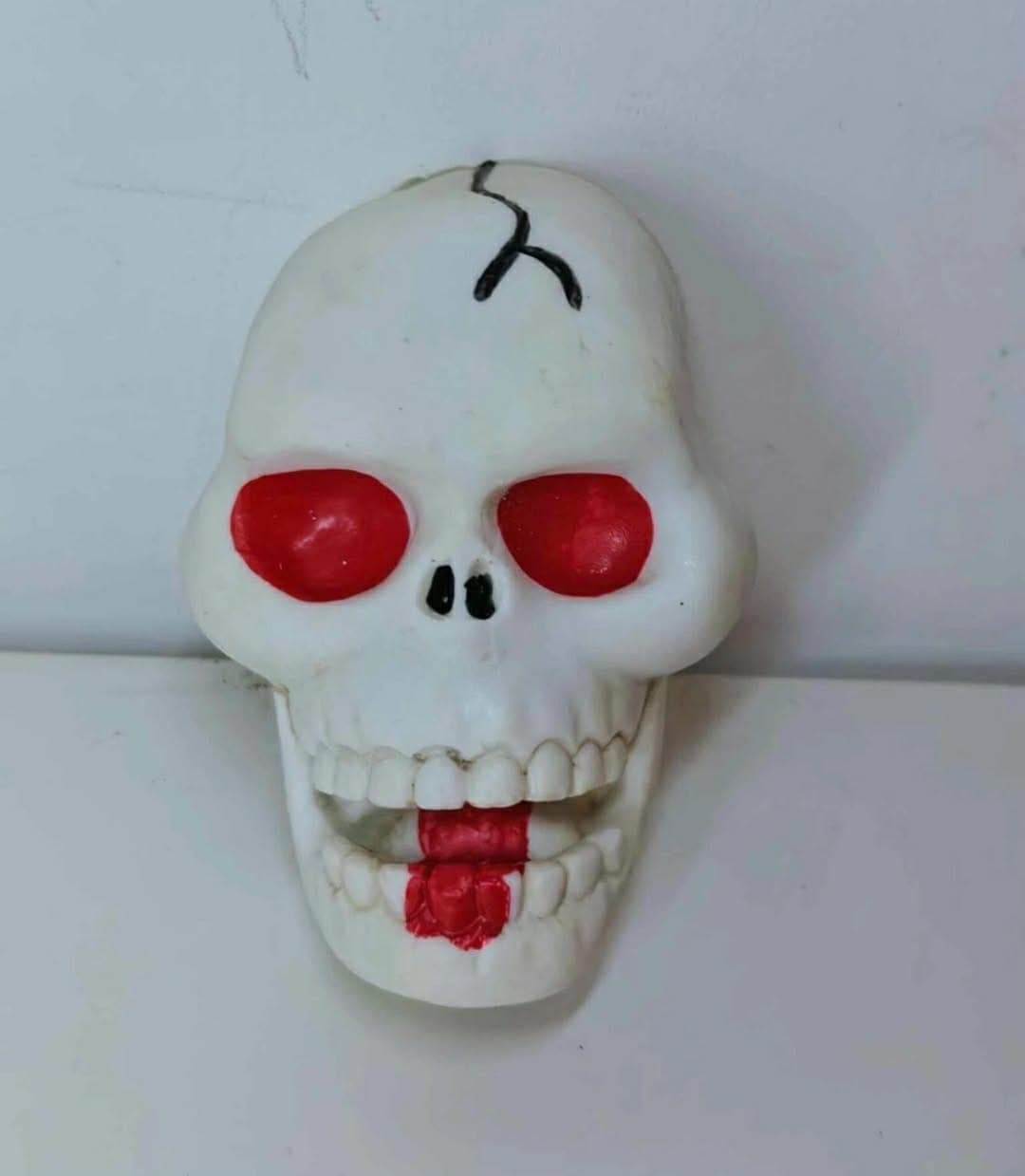 Vintage Skull Finger Puppet Skeleton Face Jiggler Rubber Monster Made in Hong Kong