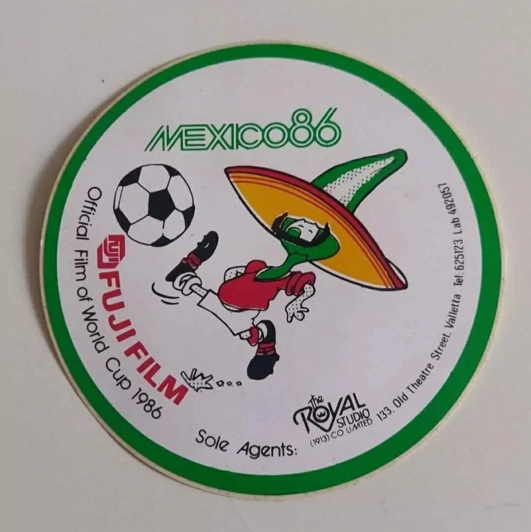 Vintage Mexico 86 Fujifilm Mascot Pique Round Sticker