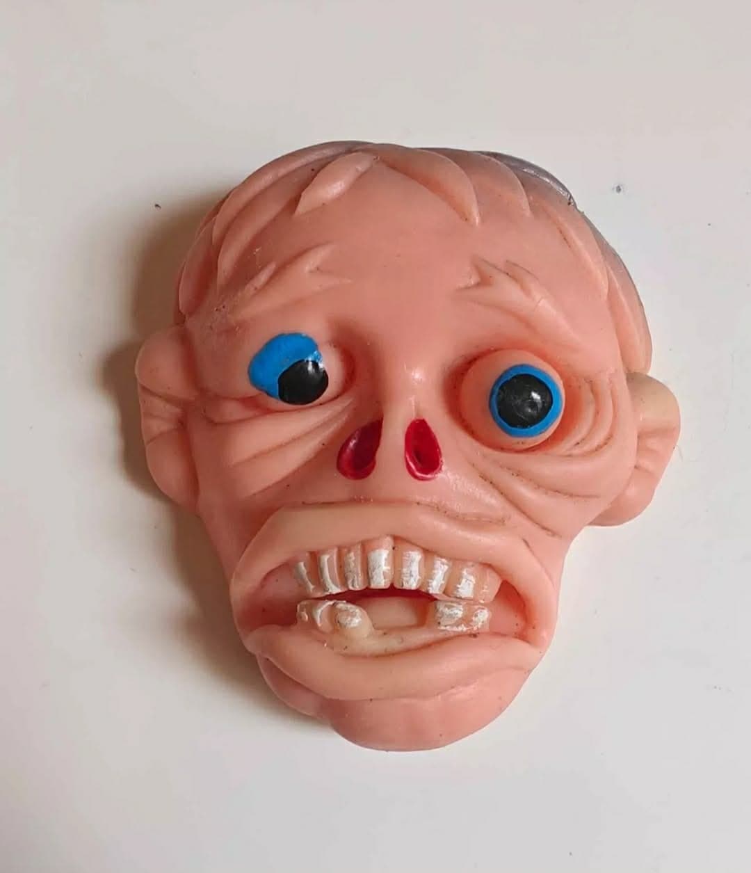 Vintage Ugly Face Old Man Jiggler Rubber Monster 3.5" Finger Puppet