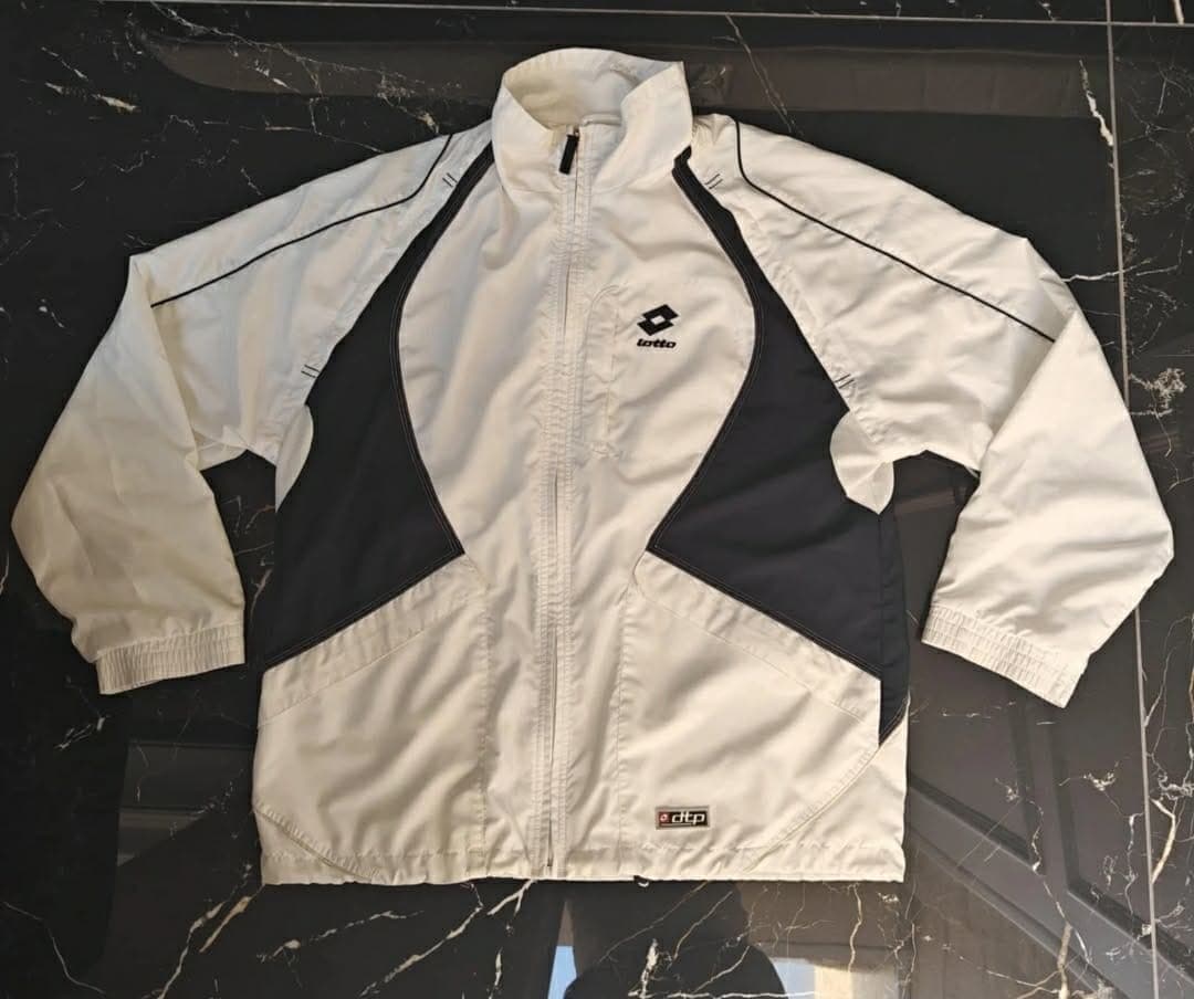 Vintage Lotto White Windbreaker Jacket Full Zip 90s Retro Size XL