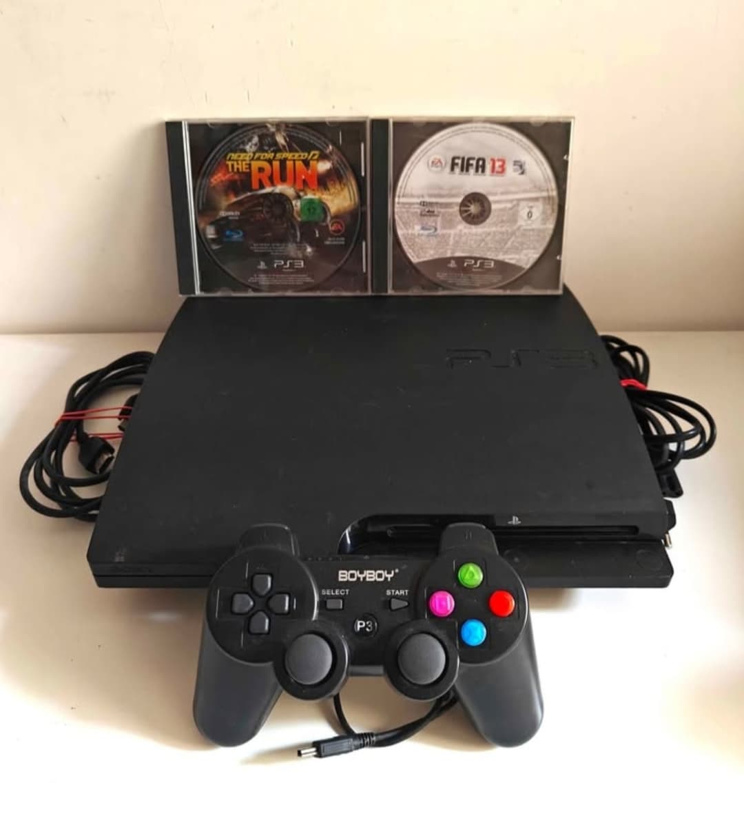 Playstation 3 Slim Console 160GB CECH-3003A + Controller + Cables + 2 PS3 Games