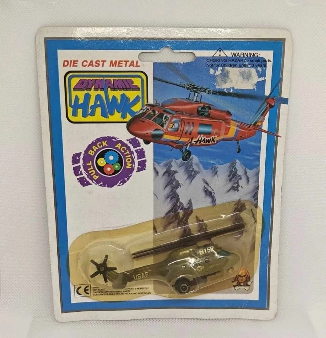 Vintage Die Cast Metal Dynamic Hawk Pull Back Action S192 USAF Helicopter