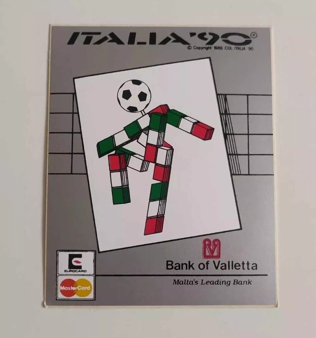 Vintage Italia 90 Ciao Mascot Bank of Valletta Malta Sticker