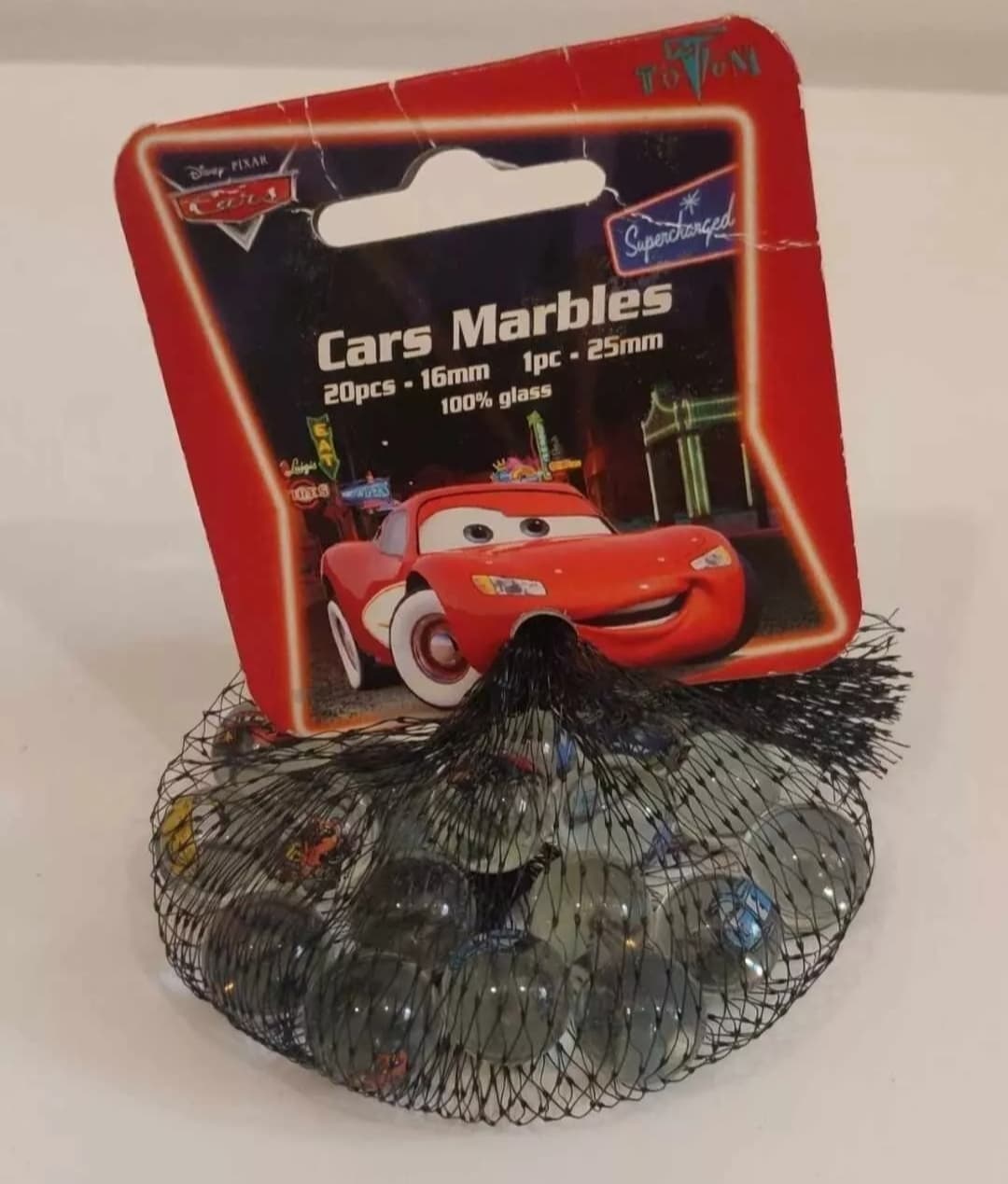 2008 Cars Disney Pixar Marbles 20pcs - 16mm 1pc - 25mm 100% Glass