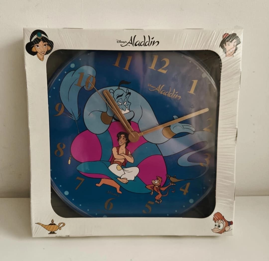 Vintage 1993 Disney Aladdin Wall Clock IPC Holland New Sealed