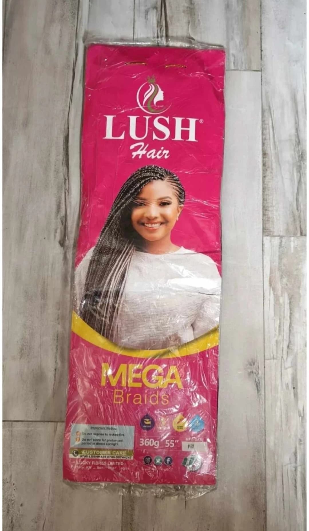 Lush Hair Extensions Pre-Cut Pre-Picked Mega Braids 55" Pack of 6