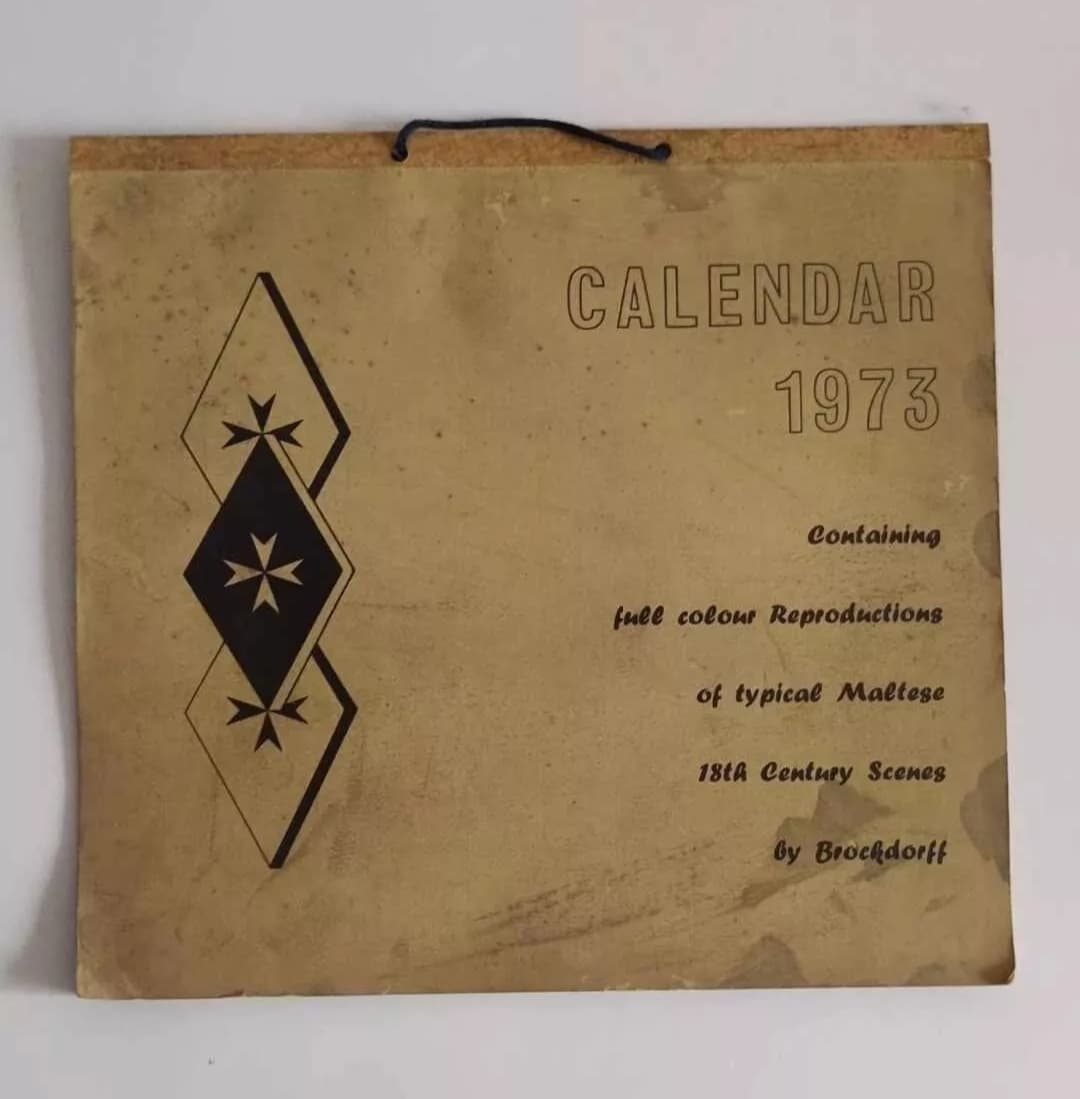 1973 Malta Calendar containing 18th Century Maltese Scenes by Brockdorff