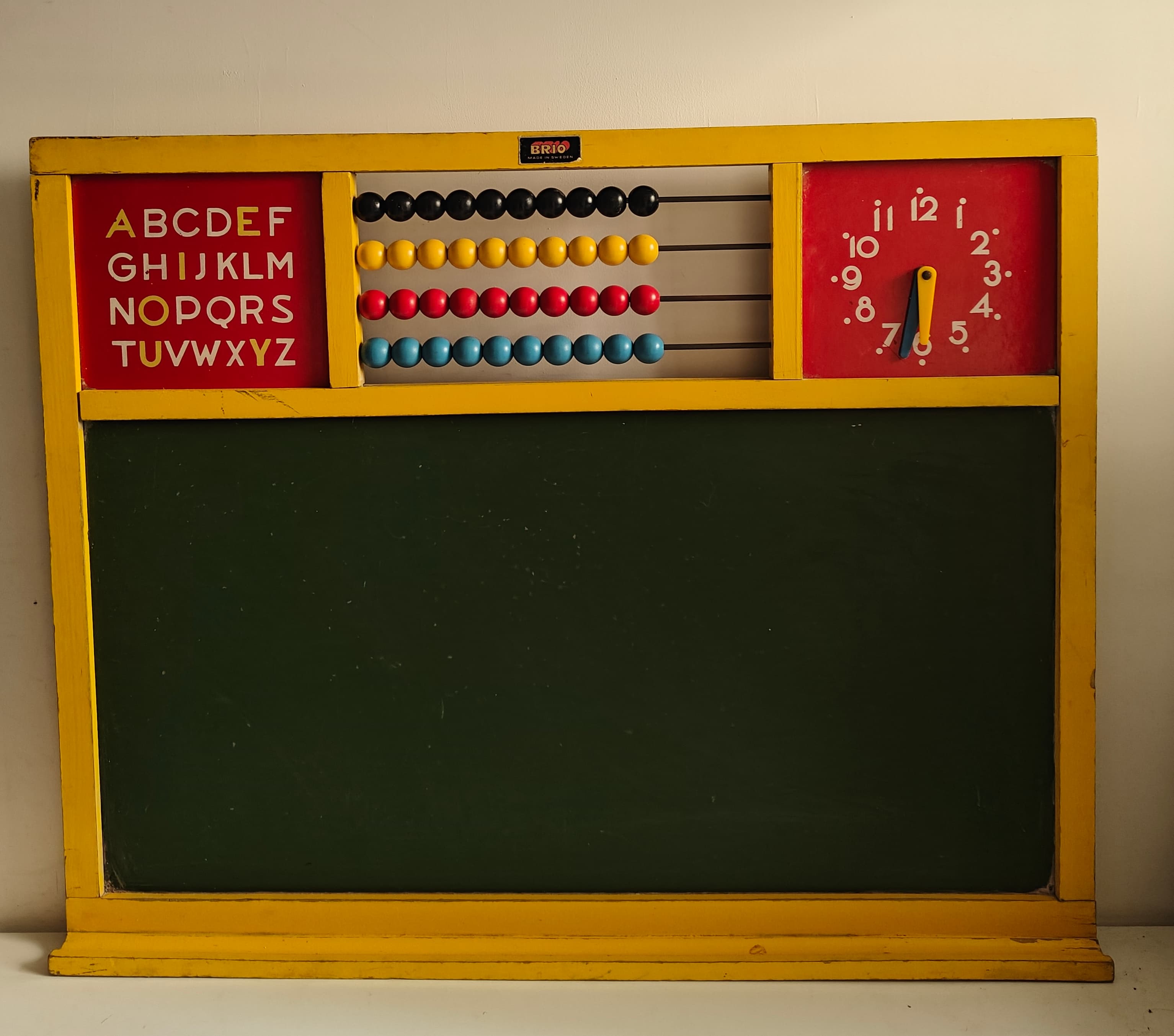 Vintage 1960 Brio Kids School Board including Abacus, Chalk Board & Clock - Made in Sweden