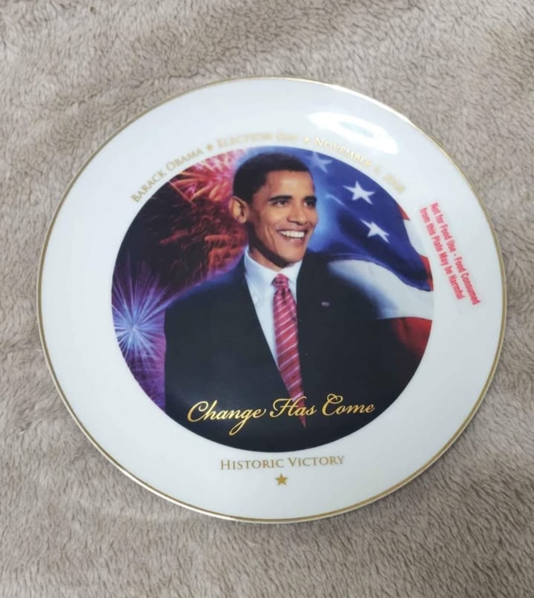 Barack Obama Election Day 2008 - Change has Come - Historic Victory Plate