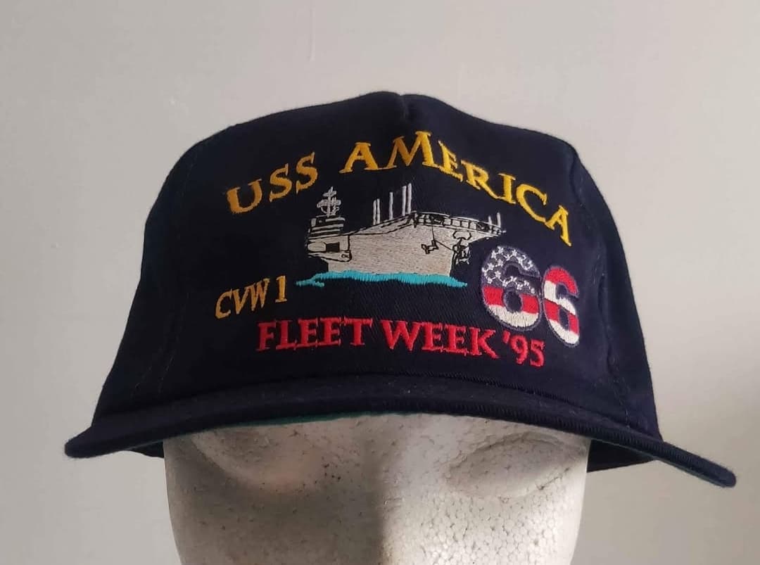Vtg USS America CVW1 66 Fleet Week '95 Hat Made in USA