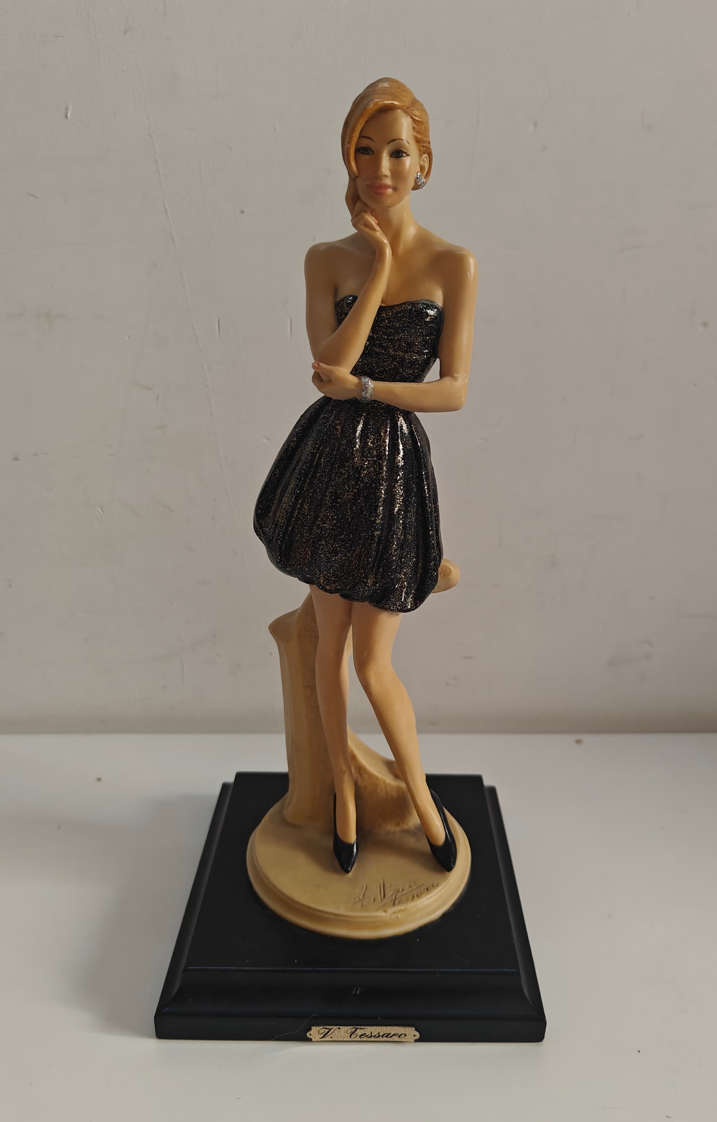 Vittorio Tessaro ADL Italy 1987 Figurine Vintage Lady in Black Cocktail Dress