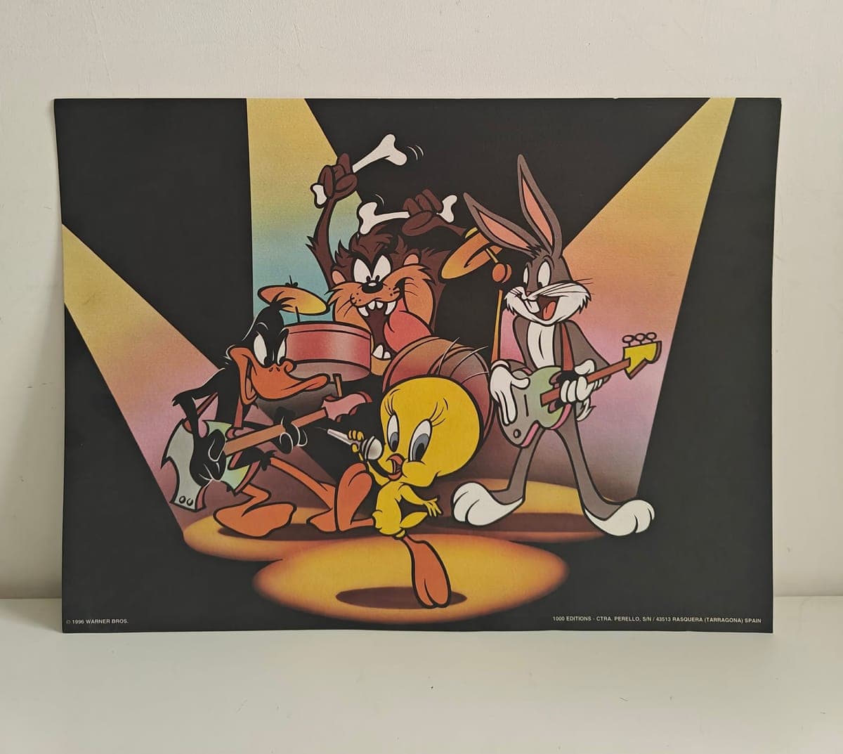 Vintage Looney Tunes "Rock Band" Poster 1995 Warner Bros Spain 30x40cm