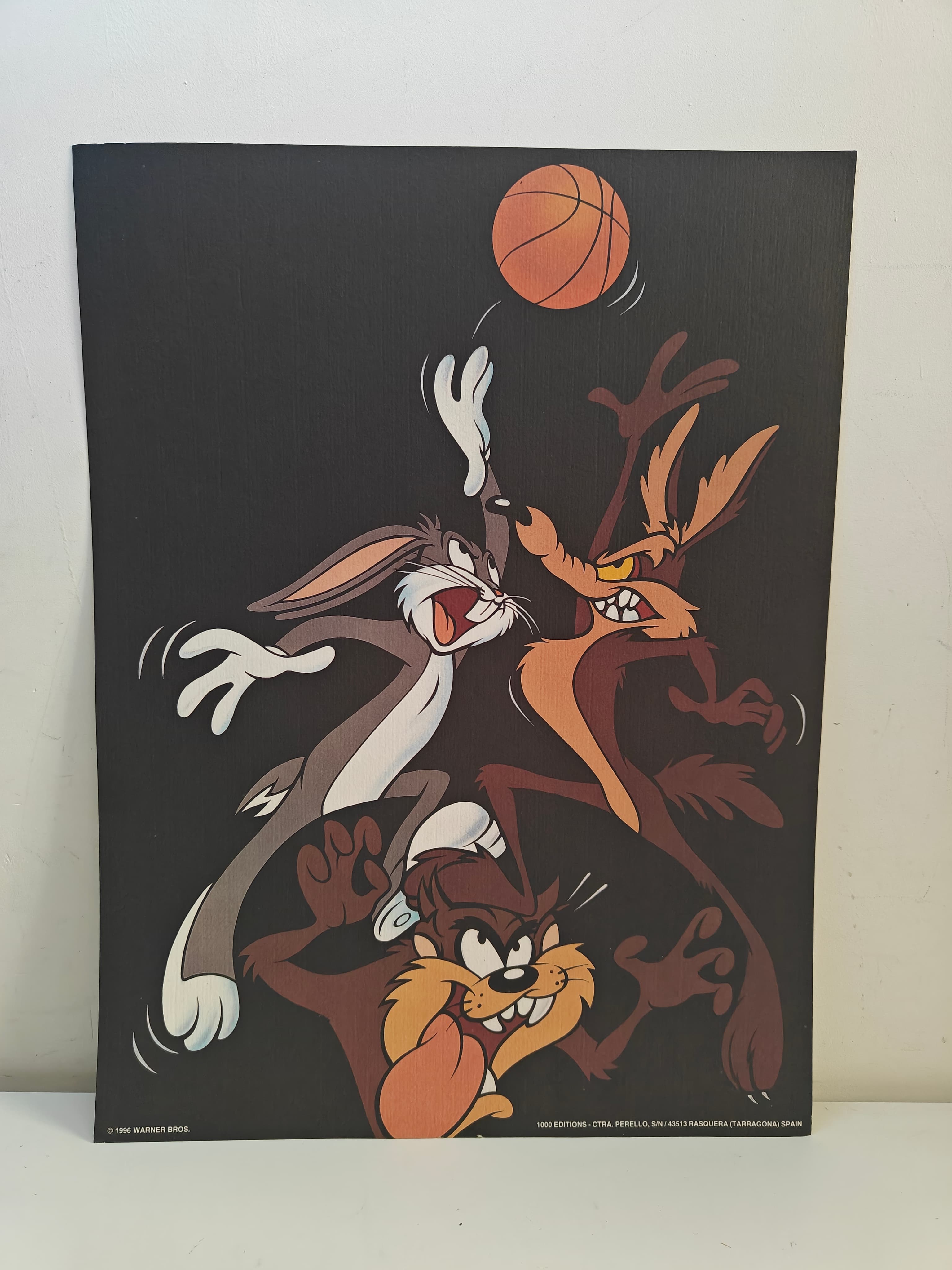 Vintage 1996 Looney Tunes Basketball Poster - Bugs Bunny Wile E. Coyote Taz - 30x40cm