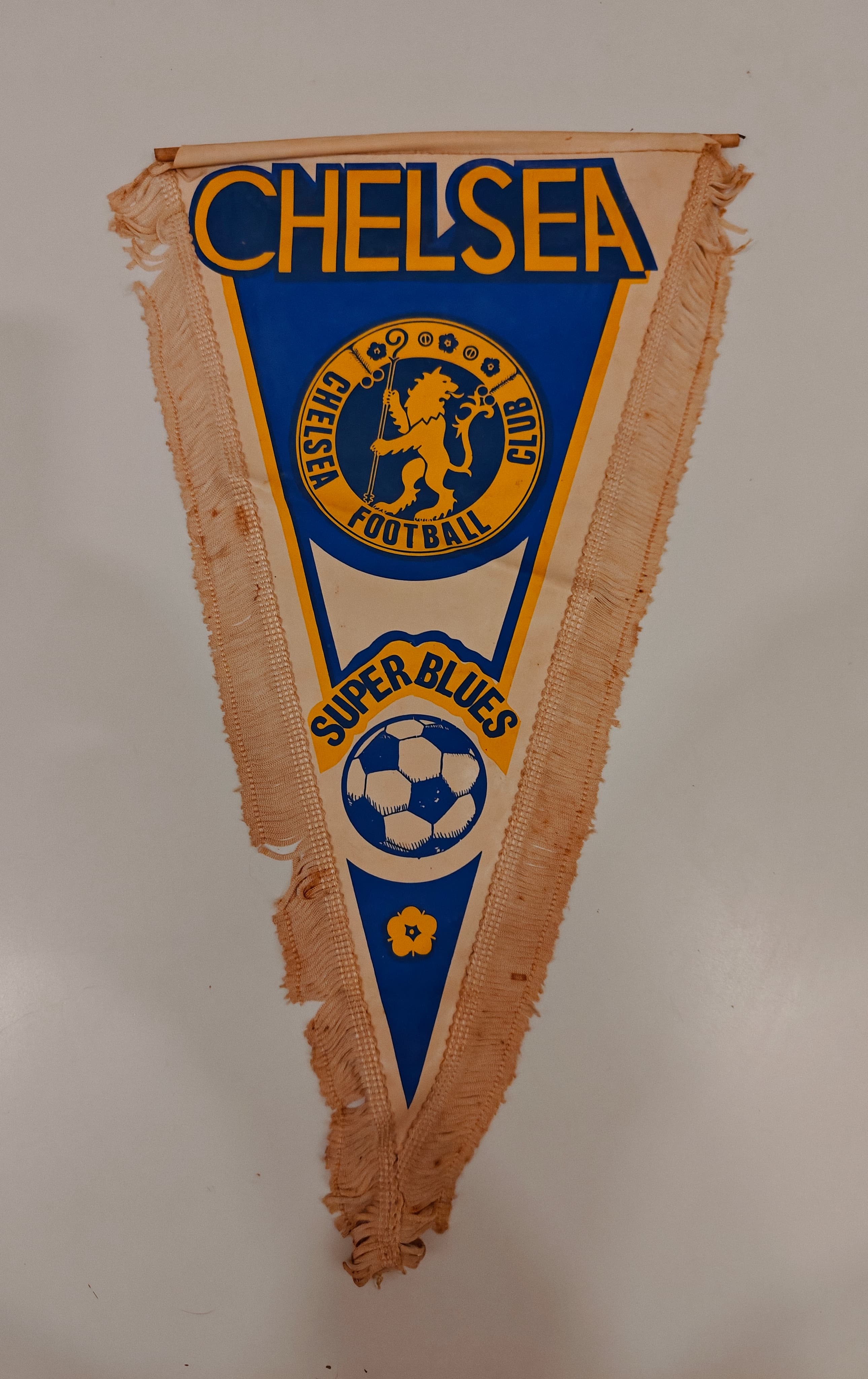 Vintage 1970s Chelsea FC "Super Blues" Pennant – Authentic Rare Memorabilia