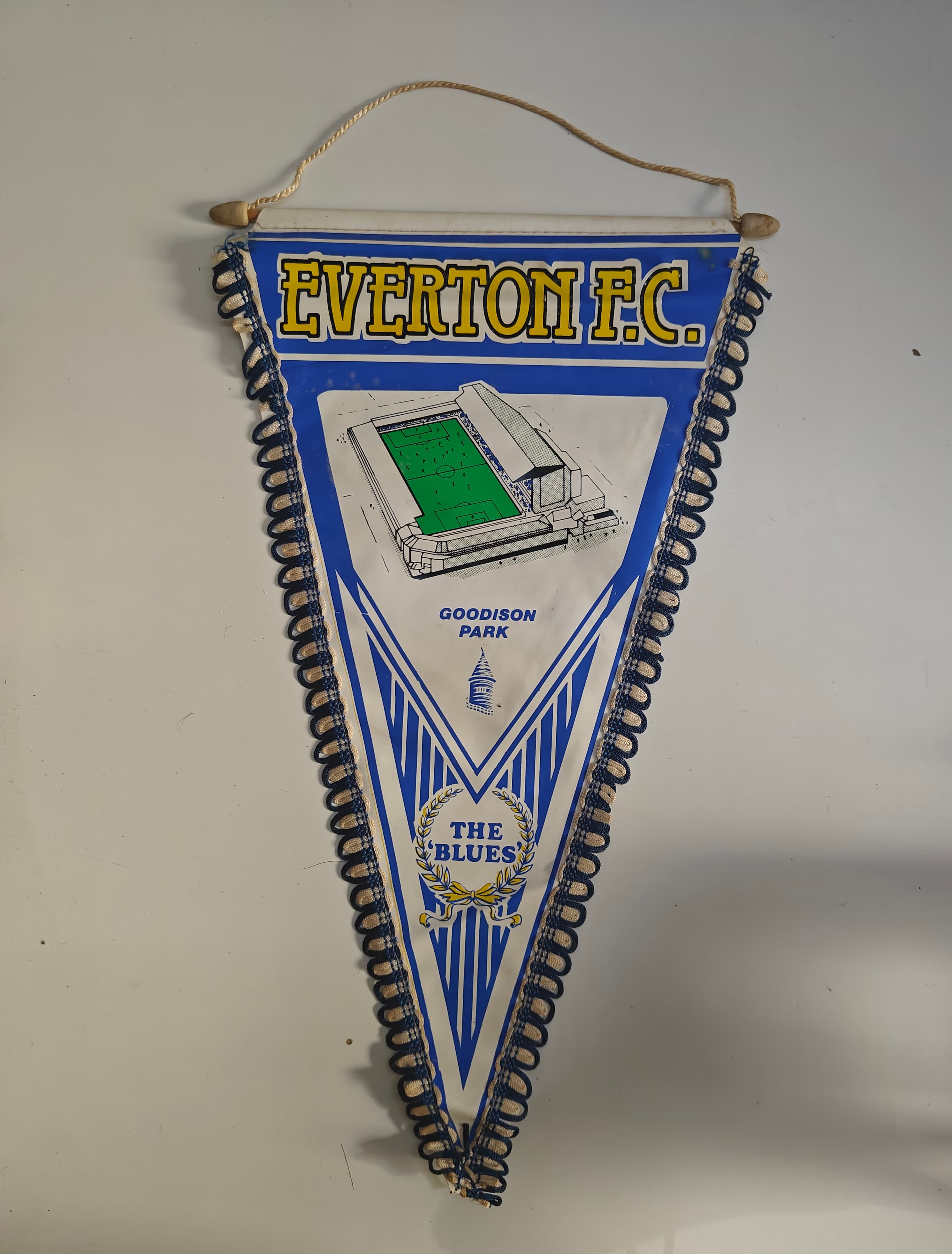 Vintage Everton FC Pennant 1970s Goodison Park Football Memorabilia The Blues Rare