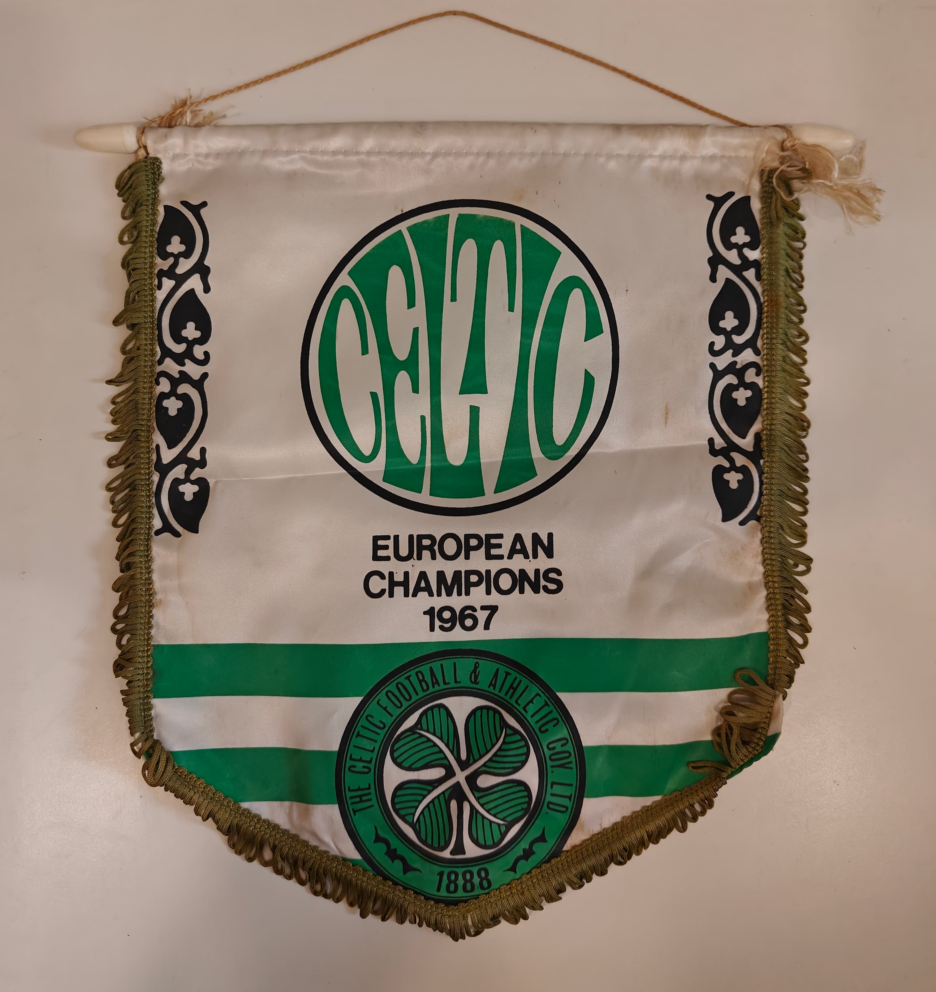 Vintage Celtic FC 1967 European Champions Pennant Lisbon Lions Memorabilia 12x10