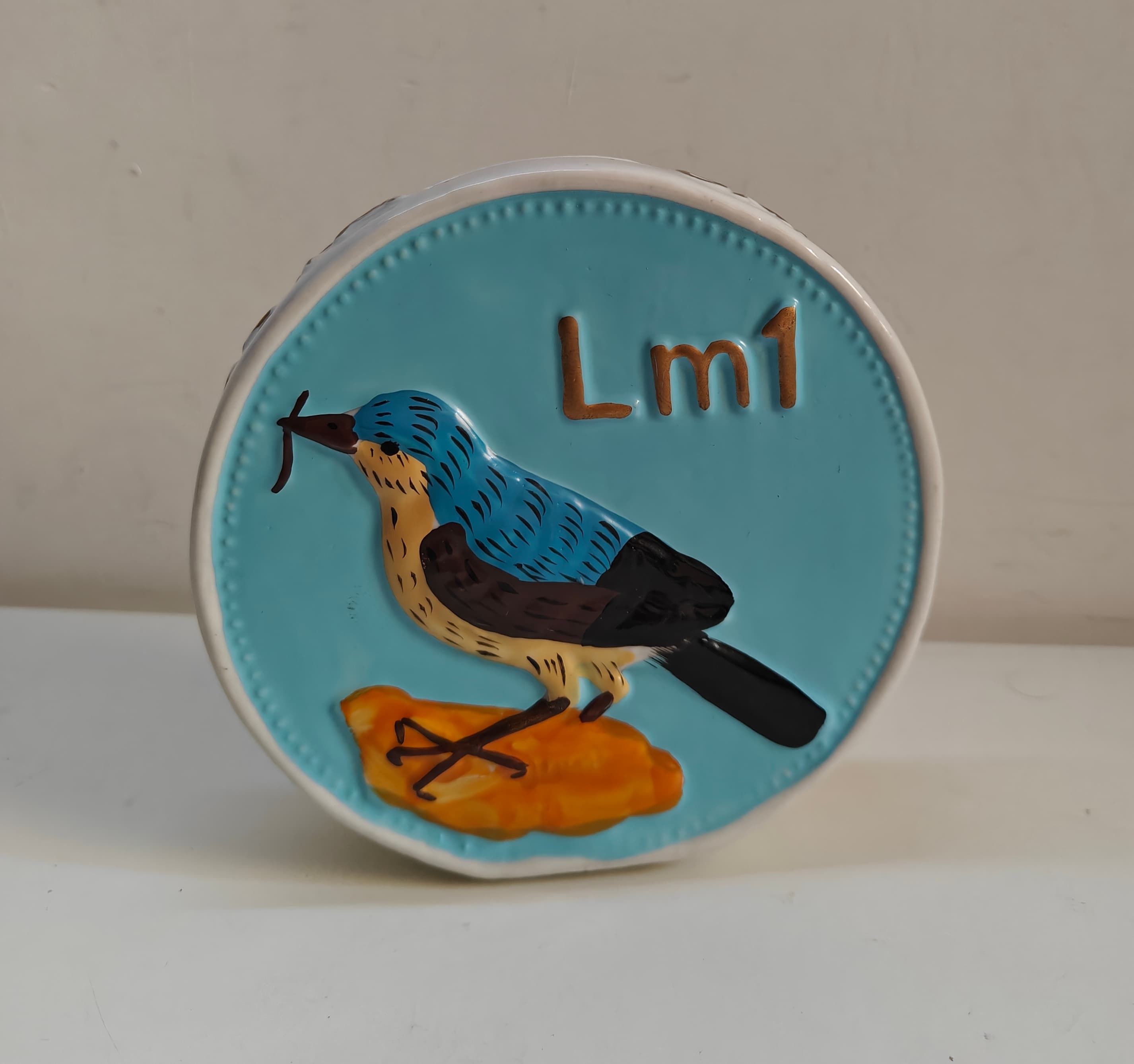 Vintage Central Bank of Malta Lm1 Coin Ceramic Money Jar - Rare