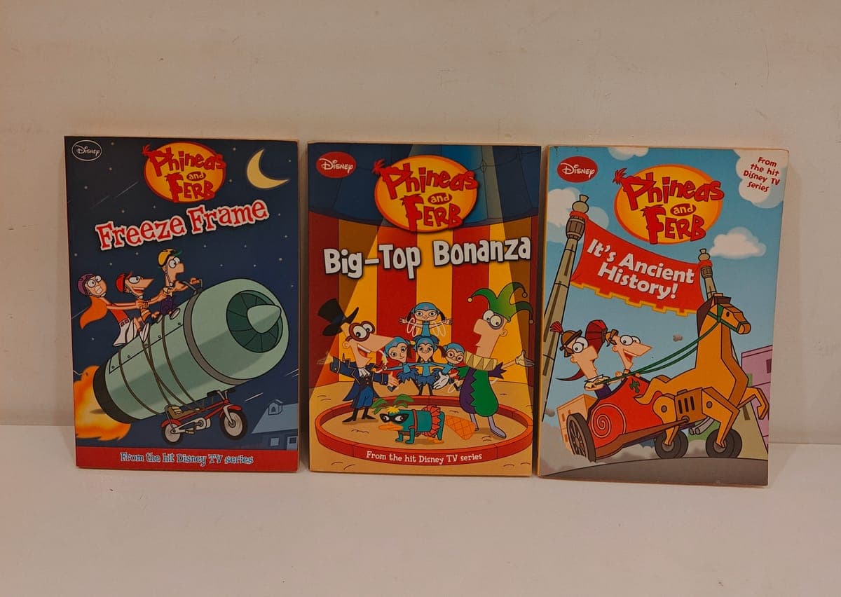Lot of 3 Phineas and Ferb Chapter Books - Big-Top Bonanza, Freeze Frame, Ancient History