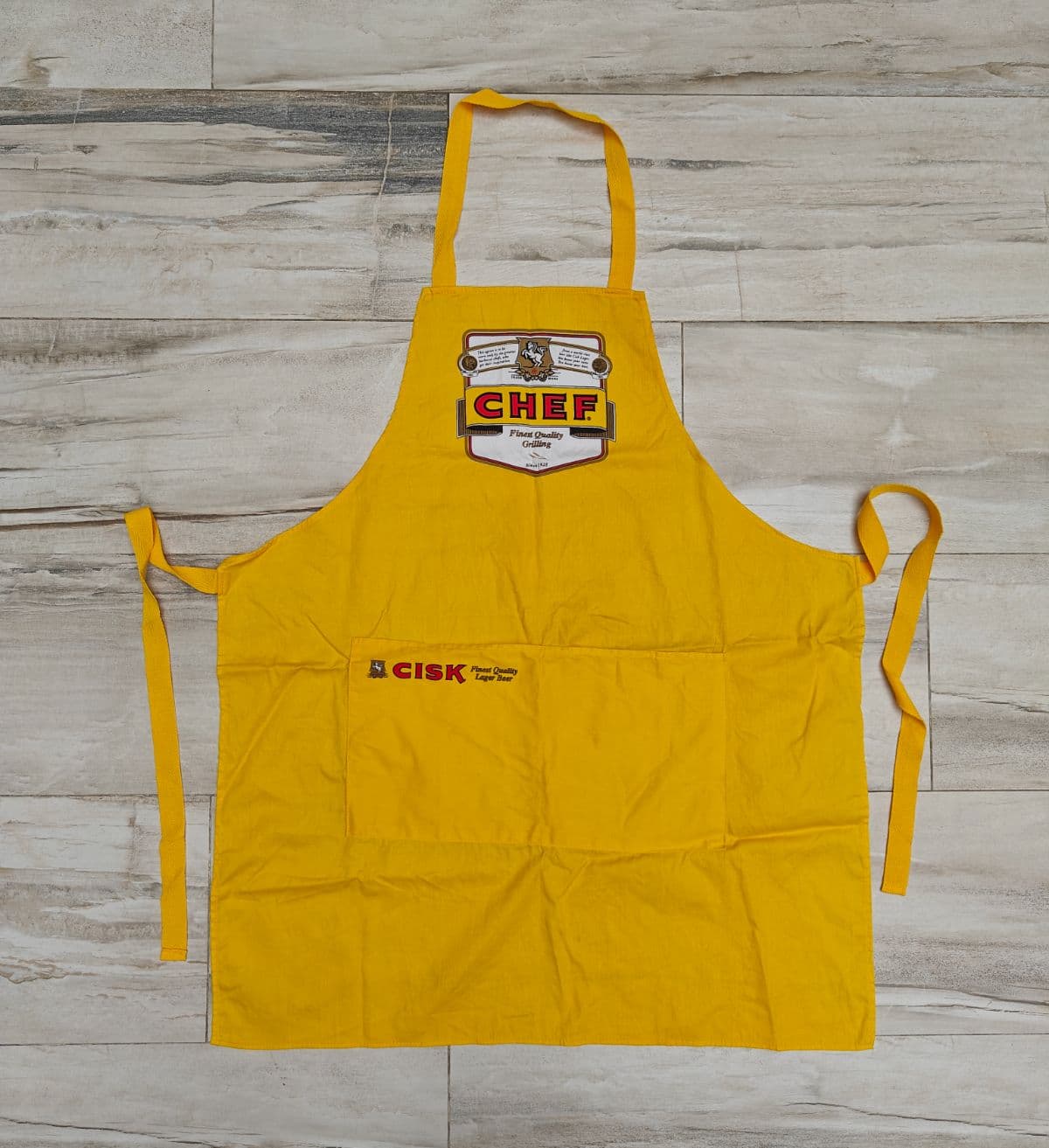 CISK Lager Beer Apron Yellow Chef Finest Quality Grilling Malta BBQ Breweriana