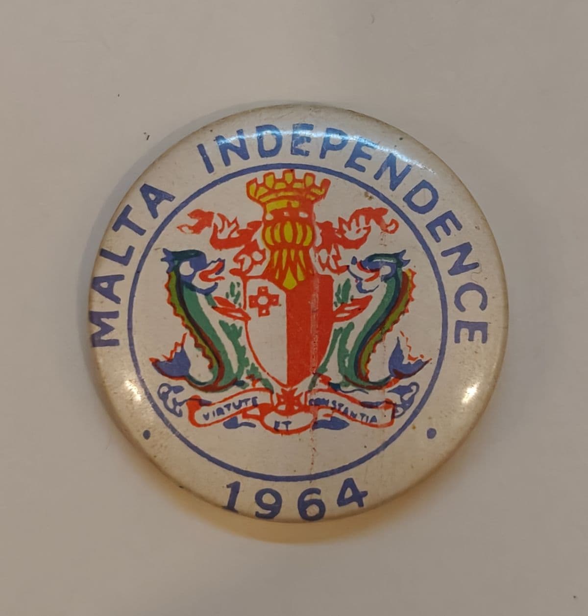 Vintage Malta Independence 1964 Coat of Arms Token Lapel Pin Badge