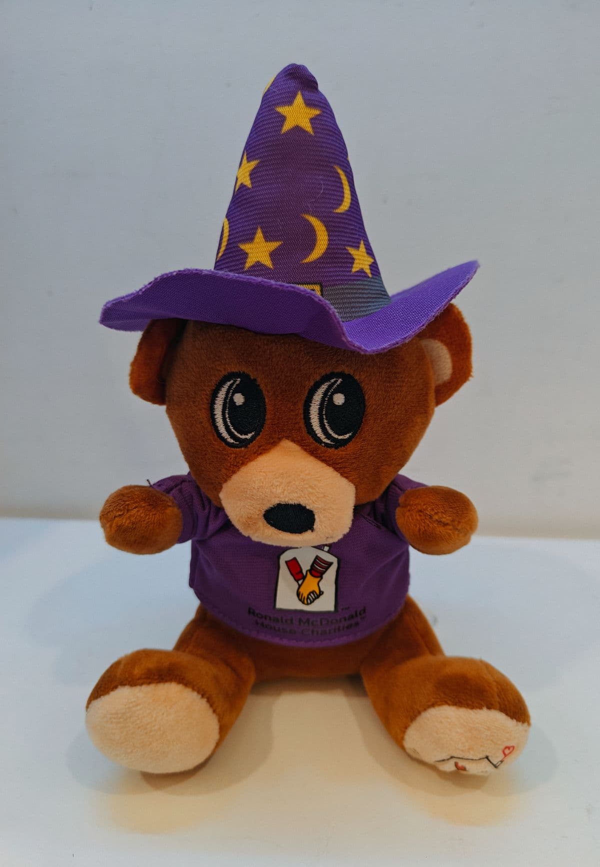 Vintage Ronald McDonald House Charities Wizard Bear Plush Purple Hat Moon Star Soft Toy