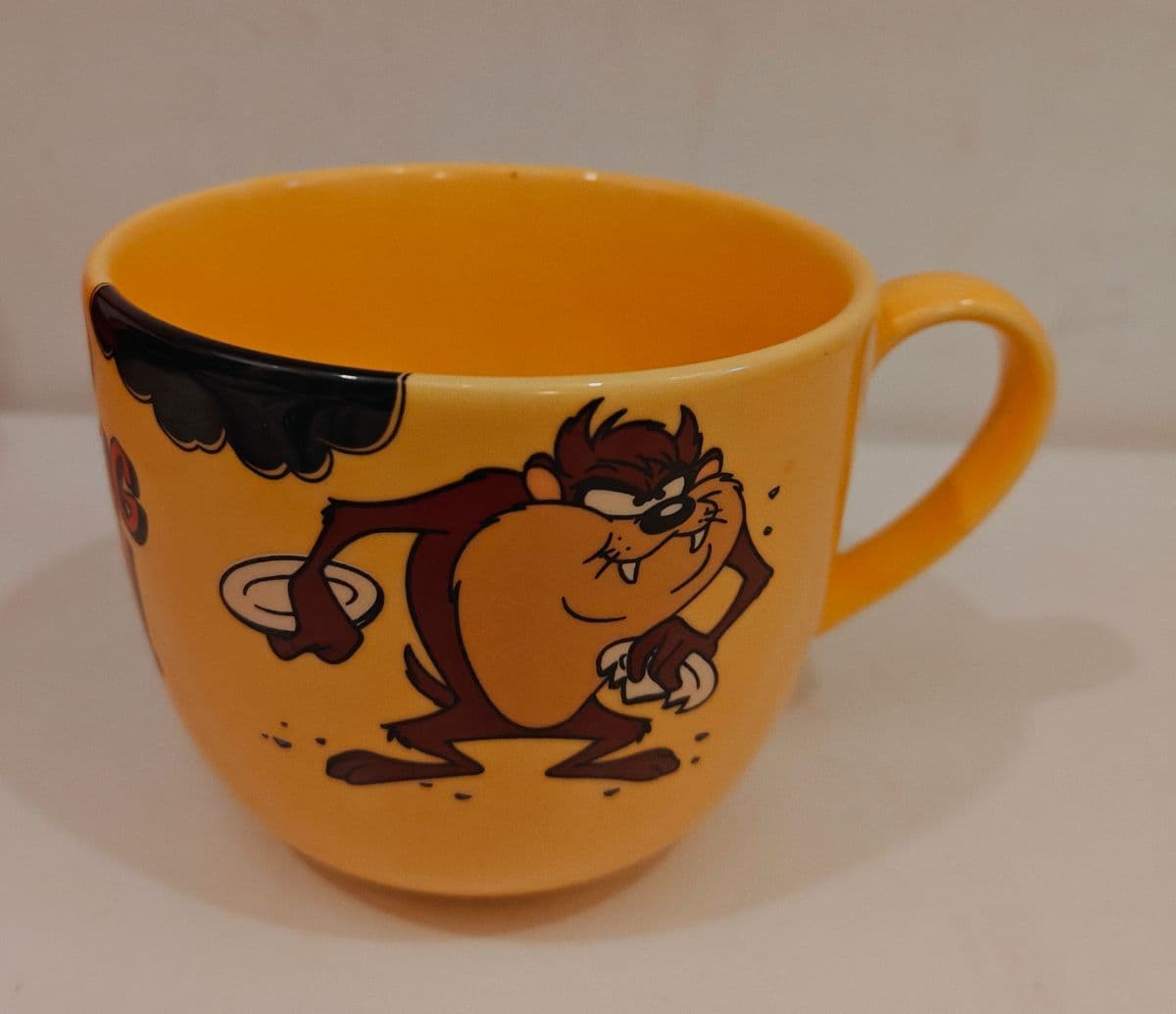 Vintage 1998 Looney Tunes Taz Good Morning Yellow Oversized Soup Coffee Mug Cup
