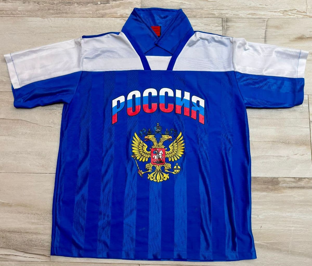 Vintage Team Russia Hockey Jersey #11 Fan Club Made In Moscow Mesh Blue L