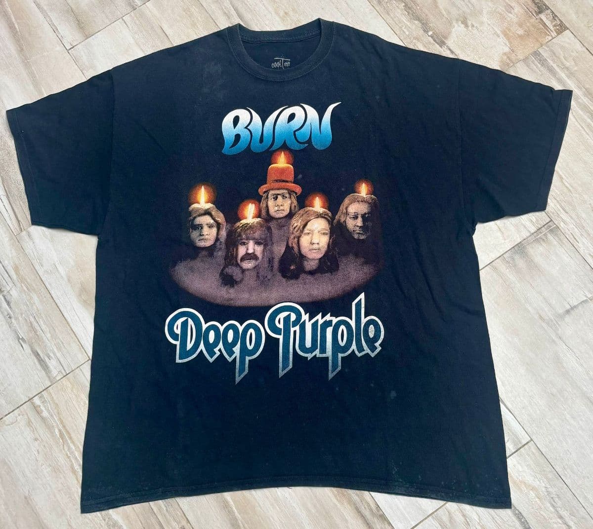 Vintage Deep Purple Burn Album Graphic T Shirt Men’s Size XXL Black Hard Rock Band CoolTee