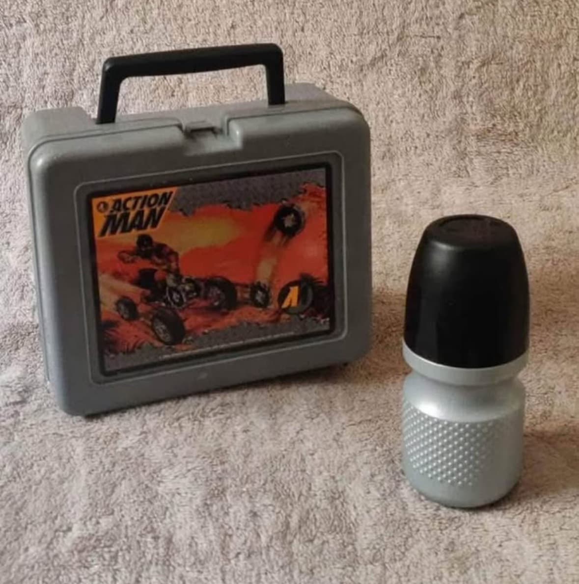 1999 Hasbro Action Man Lunchbox with Bottle