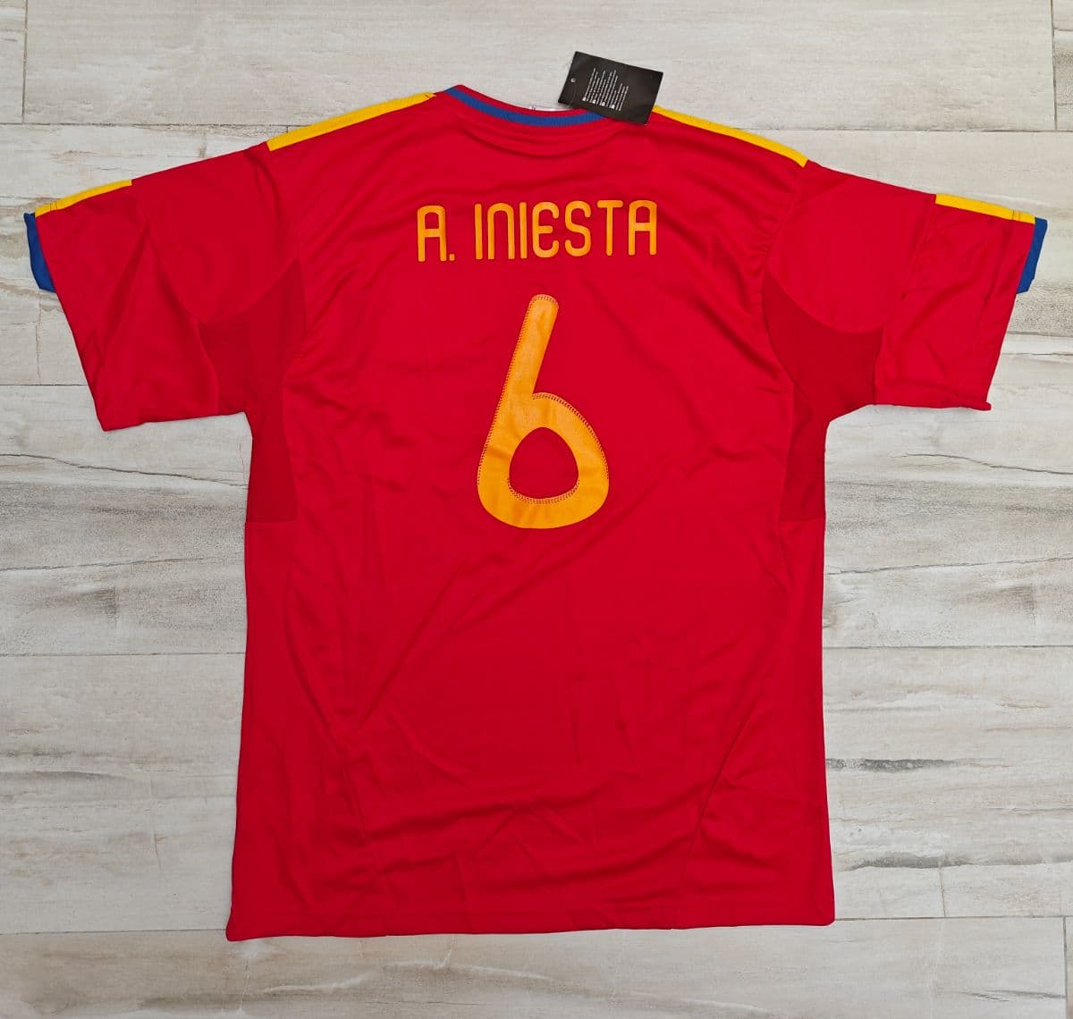 2010/11 Spain Andres Iniesta #6 Retro Jersey - Size XL - New with Tags