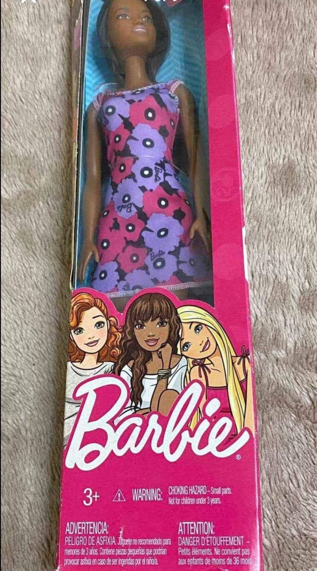 Barbie Model FGM40 African American Black Background Dress Spanish Box NEW