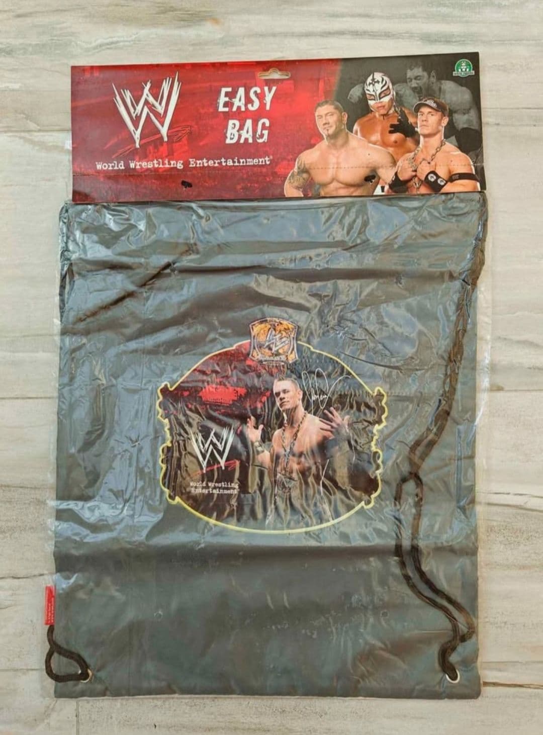 WWE Easy Bag 2016 John Cena Rey Mysterio Batista NEW Sealed Drawstring WWE Bag