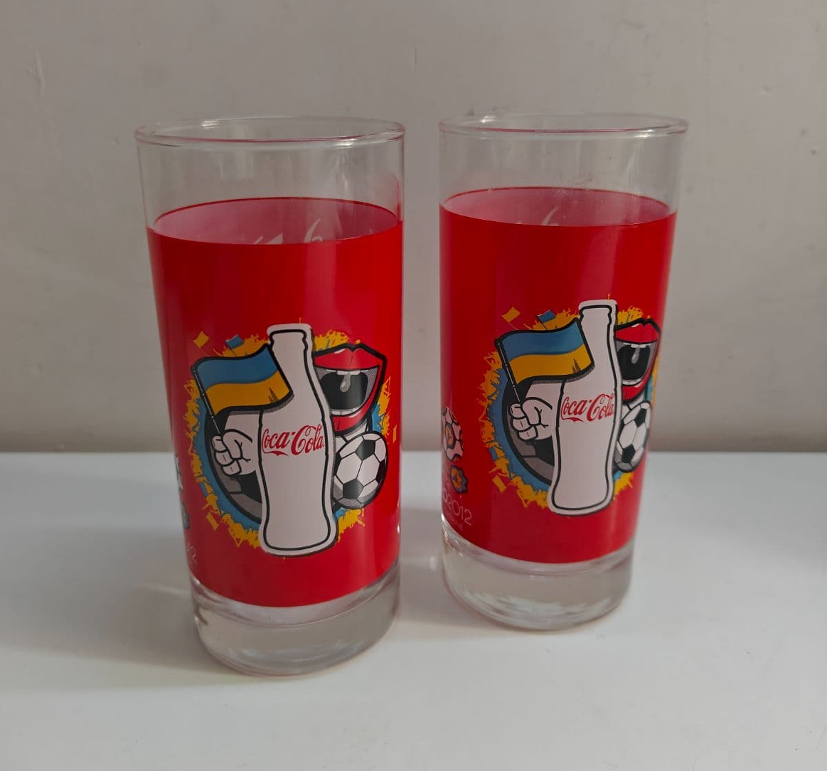 2x Official Coca-Cola UEFA Euro 2012 Collectible Glasses