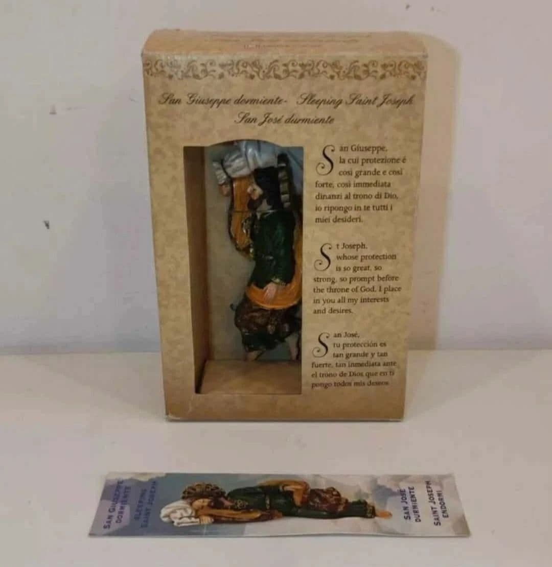 Sleeping Saint Joseph Statue 12cm / 4.5" GIFT BOX Multilingual Prayer