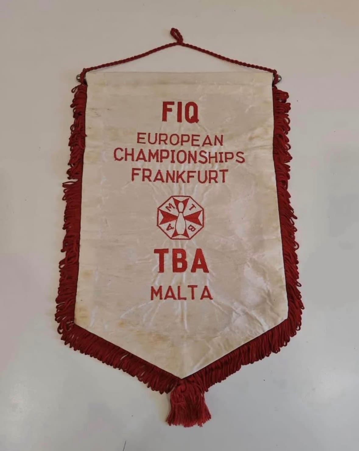 Vintage FIQ European Championships Frankfurt TBA Malta Bowling Pennant