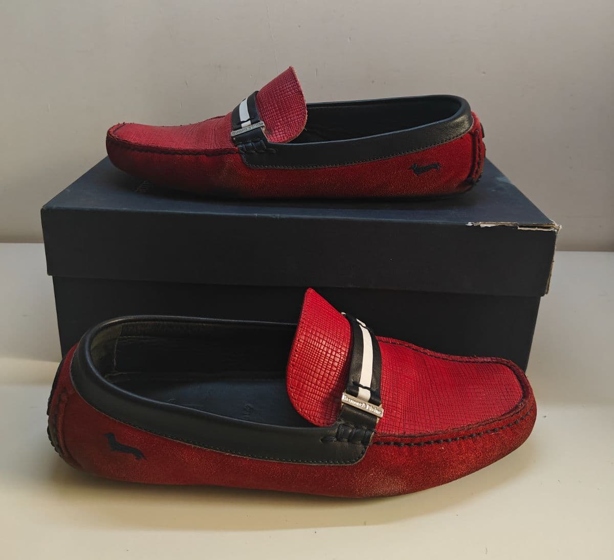 Men's Harmont & Blaine Red Leather Loafers - Size 42