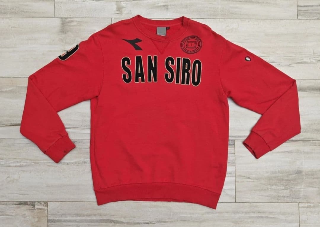 Vintage Diadora San Siro Sweatshirt AC Milan Red Stadium Collection 00s Size XL