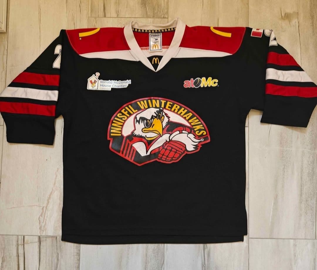 Innisfil Winterhawks Hockey Jersey Canada Mcdonalds Atomc Brand Force Size Youth Large
