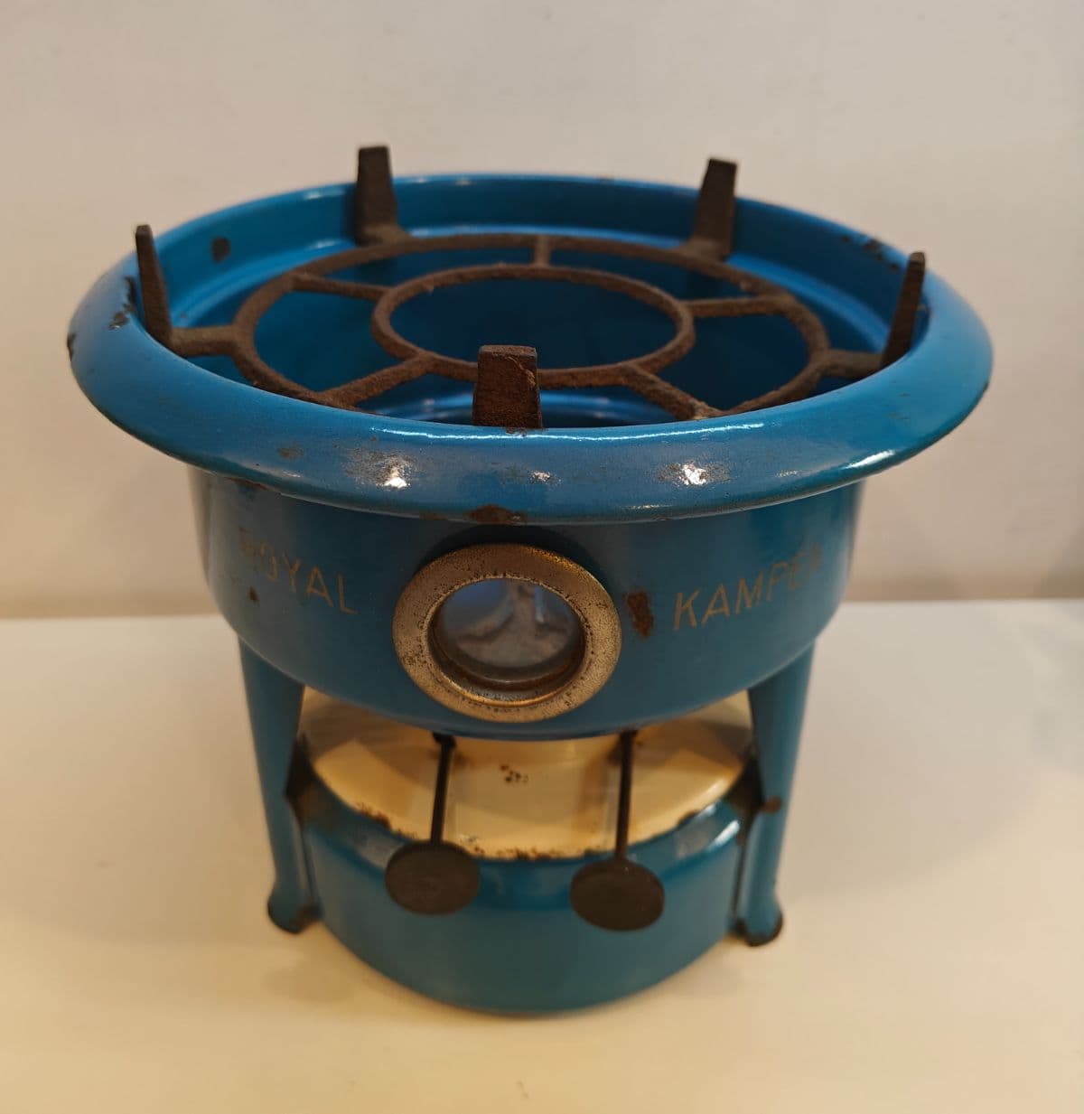 Vintage Royal Kampen Blue Enamel Kerosene Stove / Spiritiera Antika