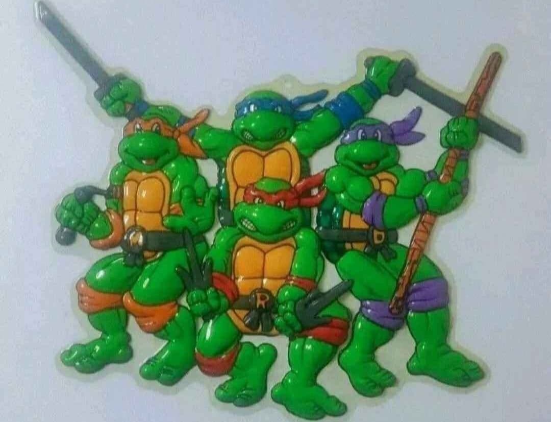 1990 TMNT Ninja Turtles 3D Plastic Wall Hanging Mirage Studios - Size 20" by 16"