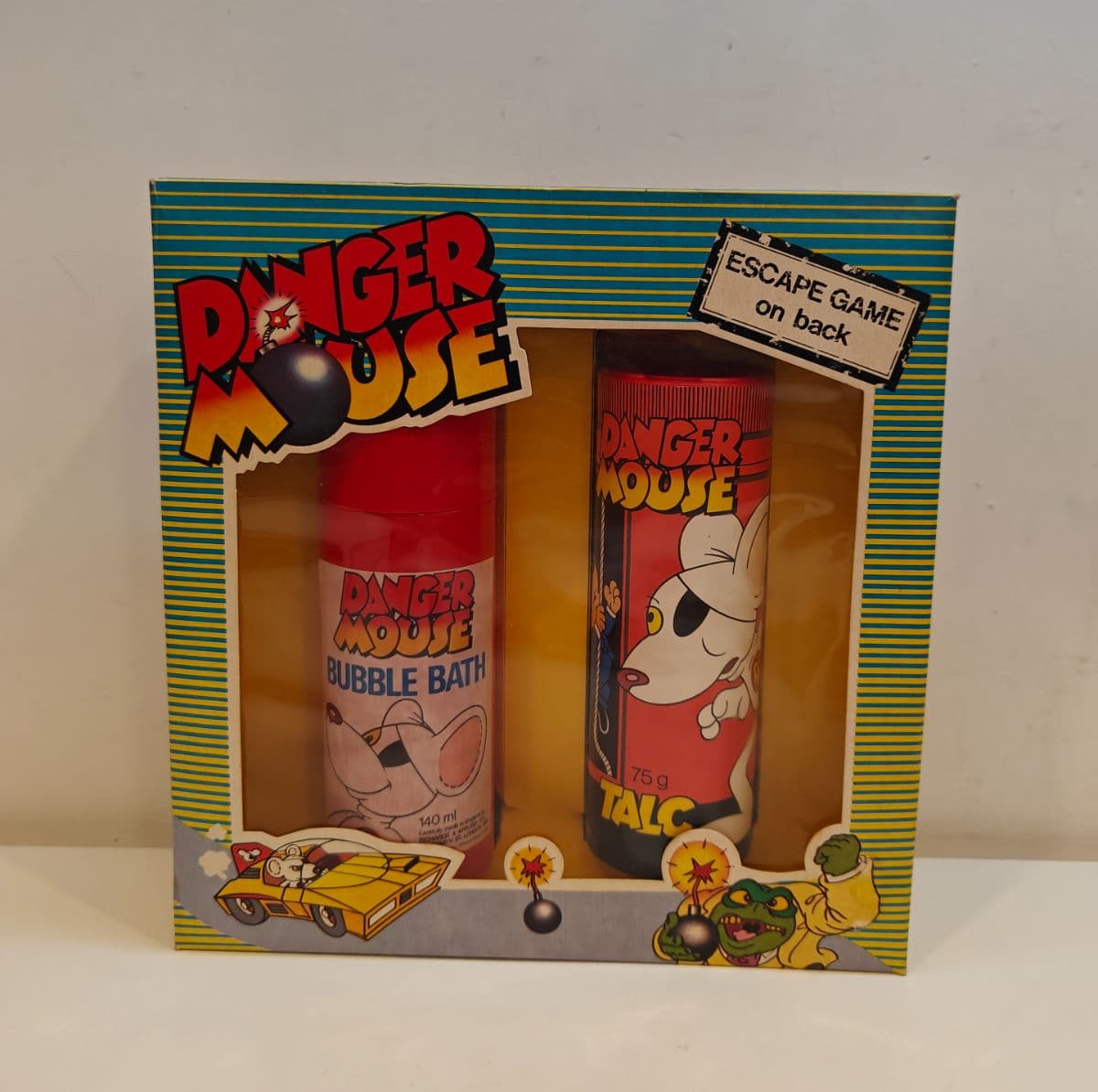 RARE Vintage Danger Mouse Bubble Bath and Talcum Powder Set