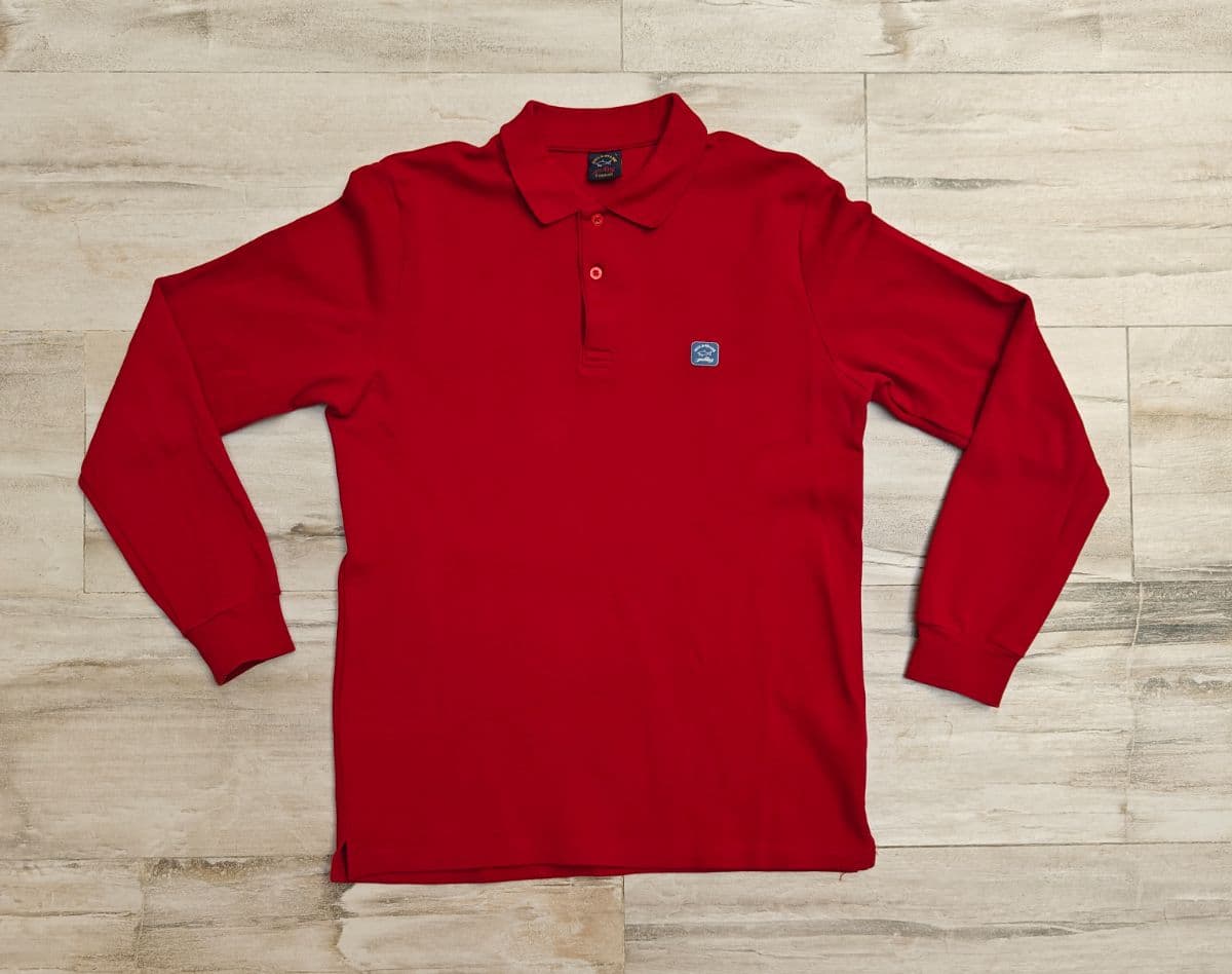 Paul & Shark Red Polo Shirt Long Sleeve Size L