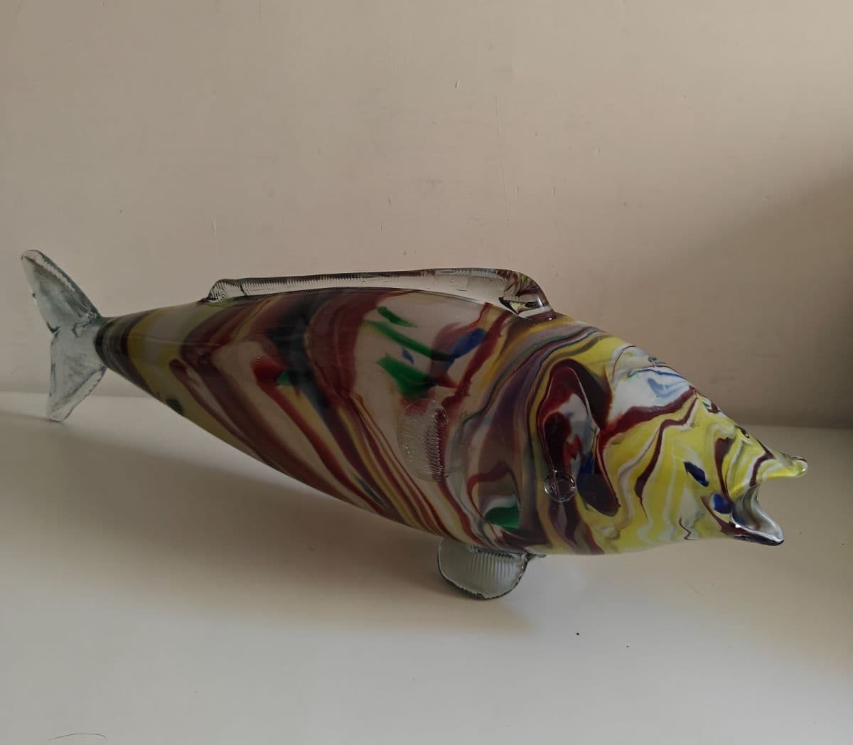 Huge 55cm Vintage Murano Style Art Glass Fish Sculpture - 1970s Retro