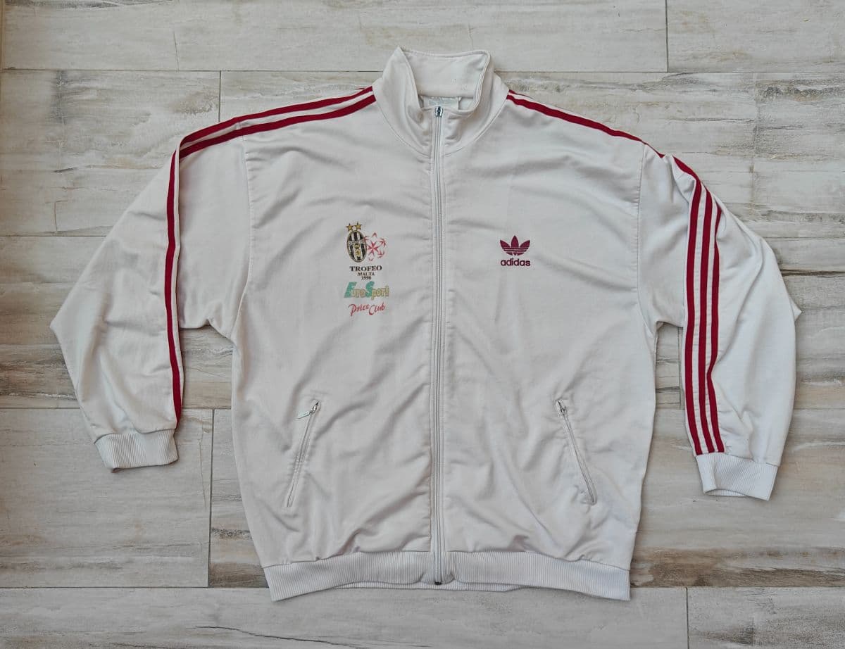 Vintage Adidas Juventus Trofeo Malta 1998 Track Jacket White Red Large Rare Retro