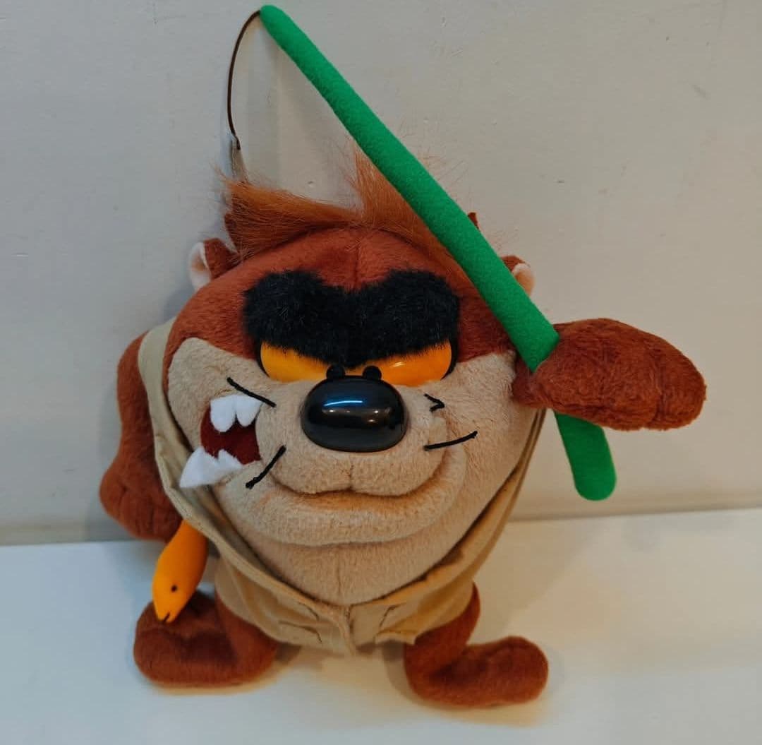 1997 Looney Tunes Fisherman Taz plush Toy