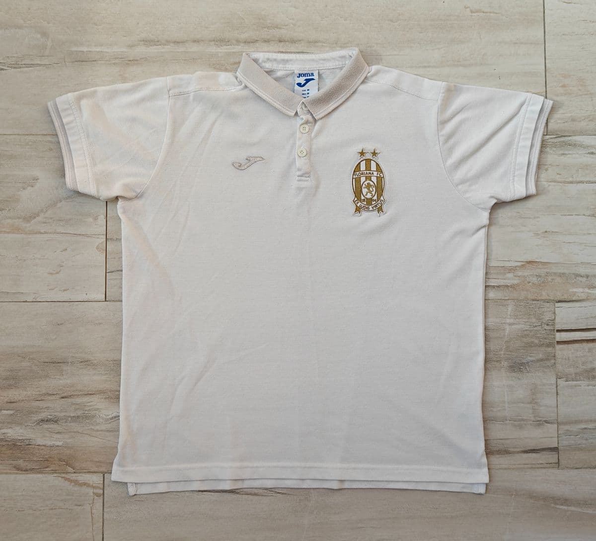 Floriana FC Original Joma White & Gold Polo / T-Shirt Size Medium