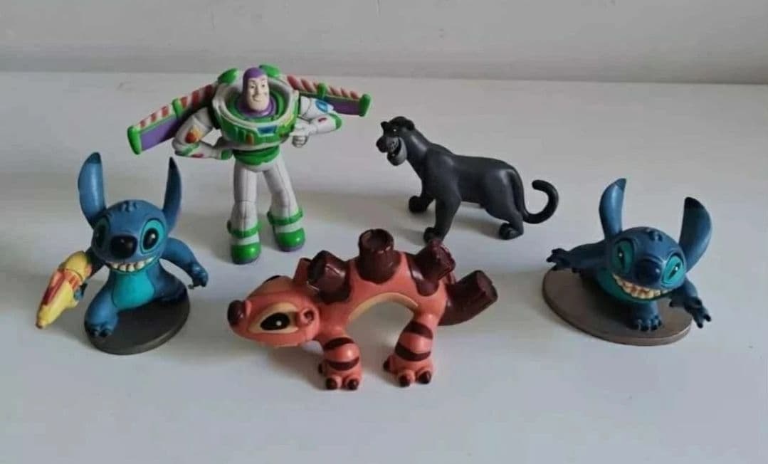 Disney Stitch x3, Buzz Lightyear & Baghera Mini Figures