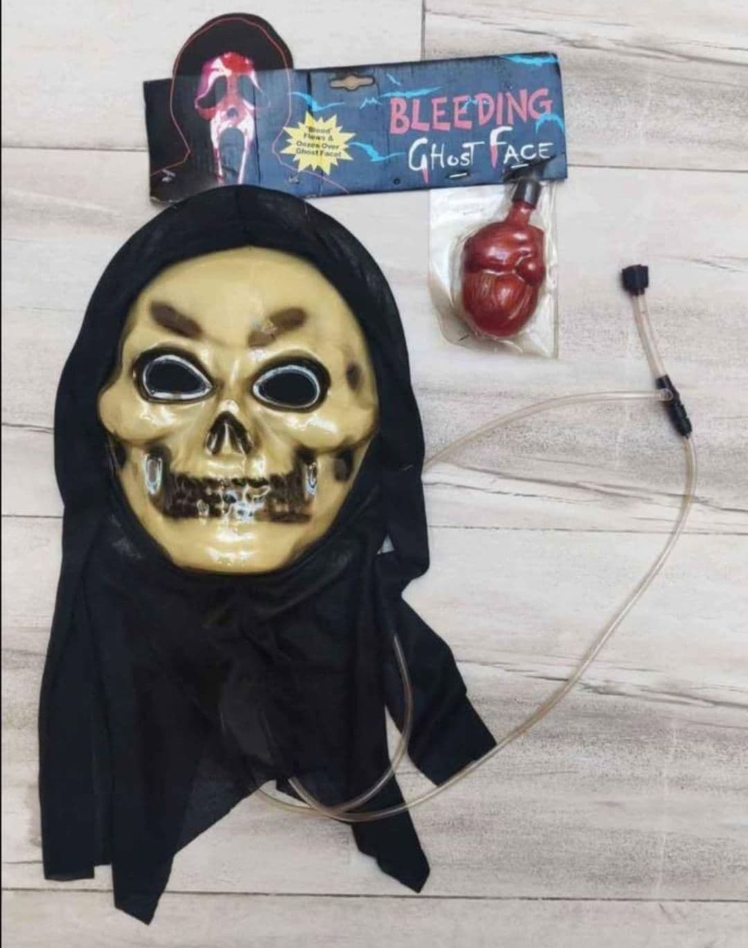 Bleeding Ghost Face Halloween Skeleton Scary Mask with Pump