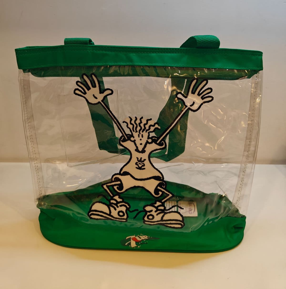 Vintage 7UP Fido Dido Clear Tote Bag 2004 Y2K Transparent Beach Shoulder Bag