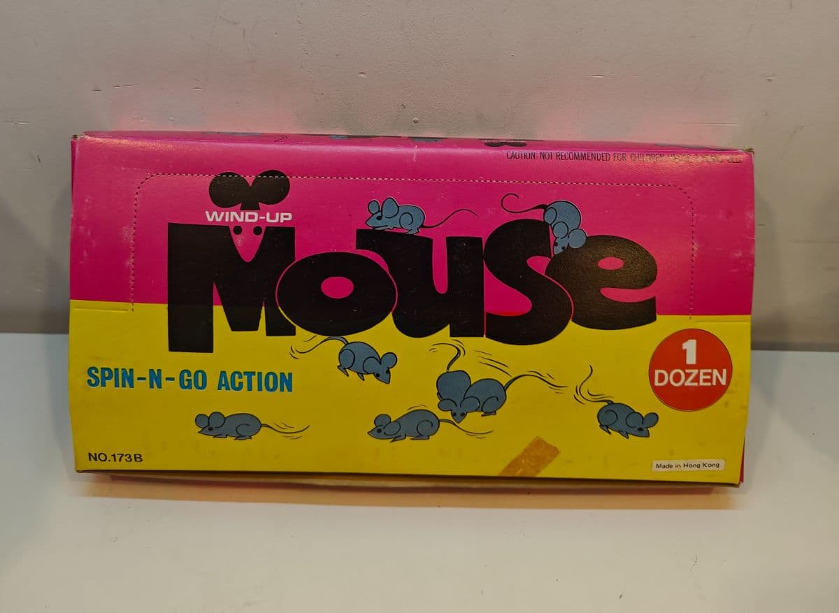 VINTAGE Wind Up Mouse Toy Display Box NO.173B NOS Deadstock Dozen 12 Hong Kong